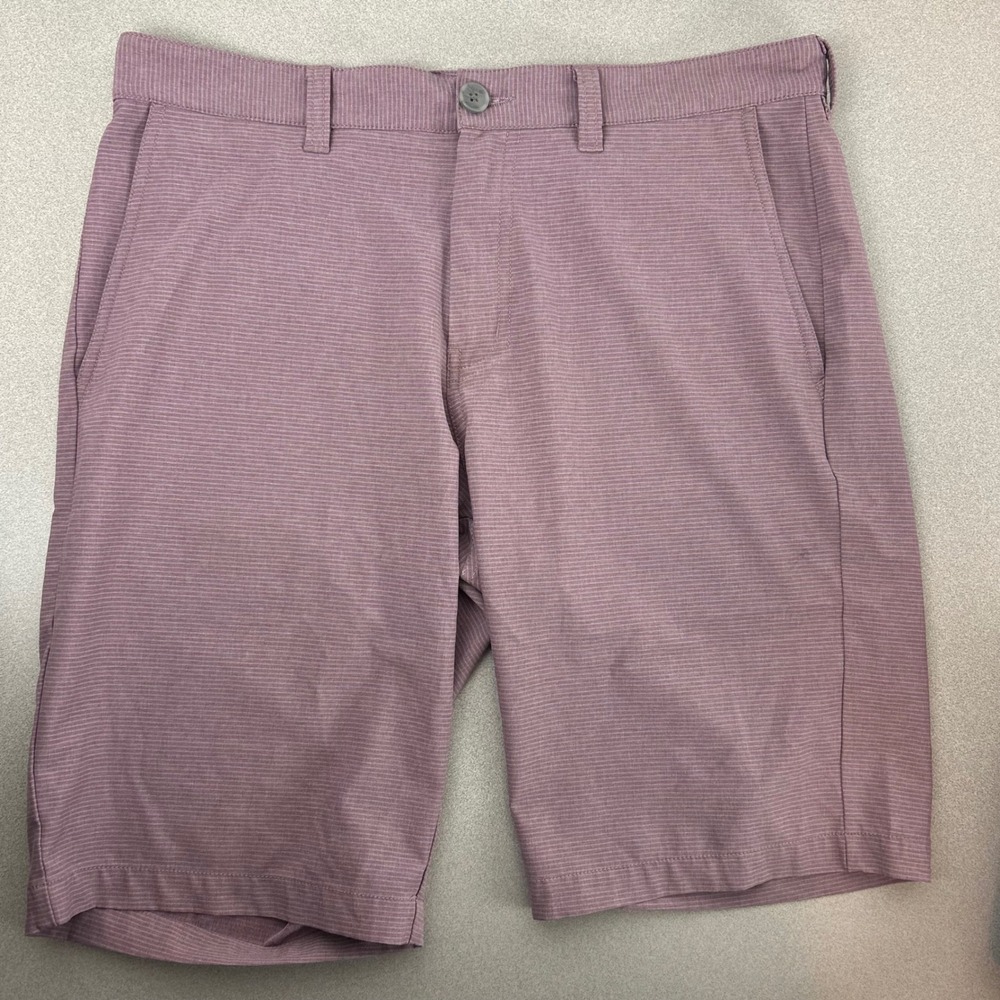 TravisMathew Golf Shorts Mens 34‎ Mauve Pink Micro Stripe 1MU351